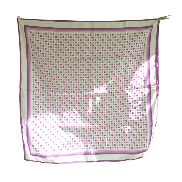 Vintage Scarf Polka Dots Purple White Authentic Retro Made in Italy Polyester Wa - Picture 1 of 4
